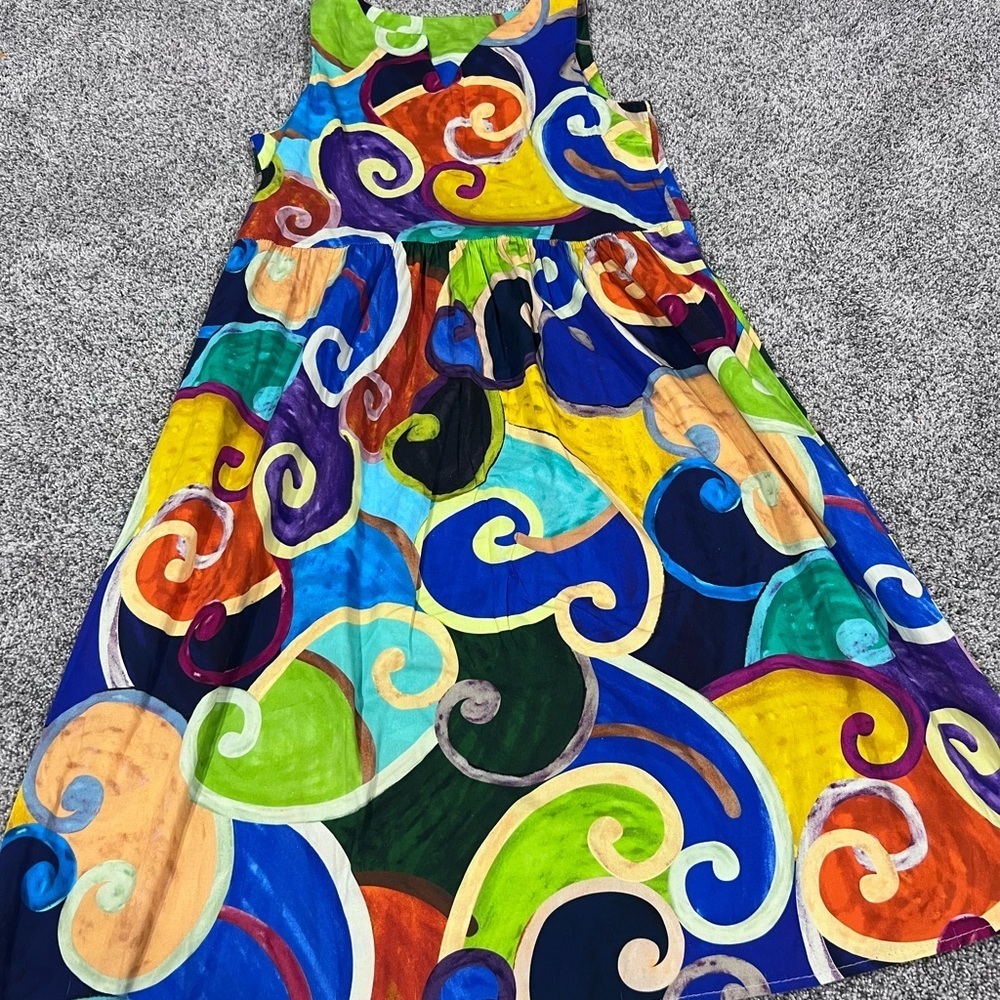 Made In Italy Color Blast Sleeveless Cotton Dress In Small Summer Vacation Beach